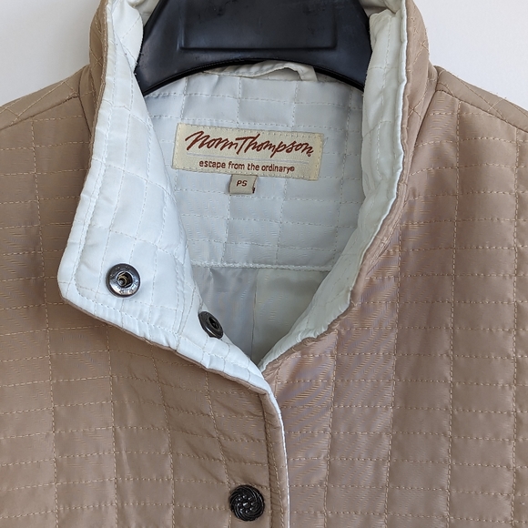 Norm Thompson Beige Quilted Fall Jacket Petite Small Coat - Picture 5 of 10